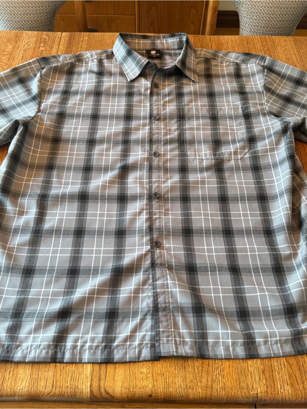 Yago Men's 3XL Plaid Button Up Shirt Gray Black Short Sleeve Streetwear